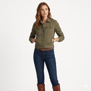 Ralph Lauren Olive Green Military Jean Jacket Size Large